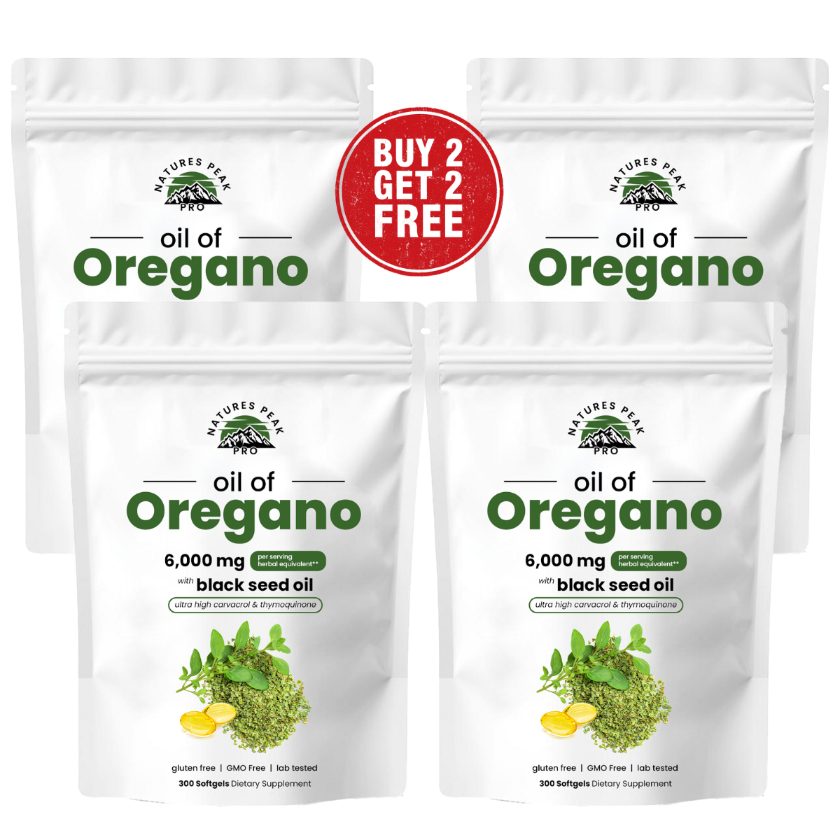 Oil of Oregano 2-in-1 with Black Seed Oil Softgels – 300 Count