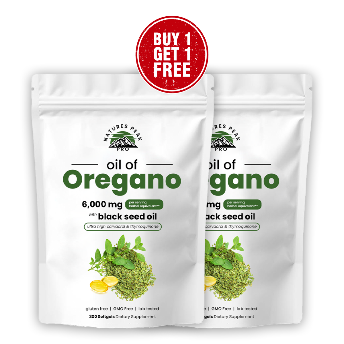 Oil of Oregano 2-in-1 with Black Seed Oil Softgels – 300 Count