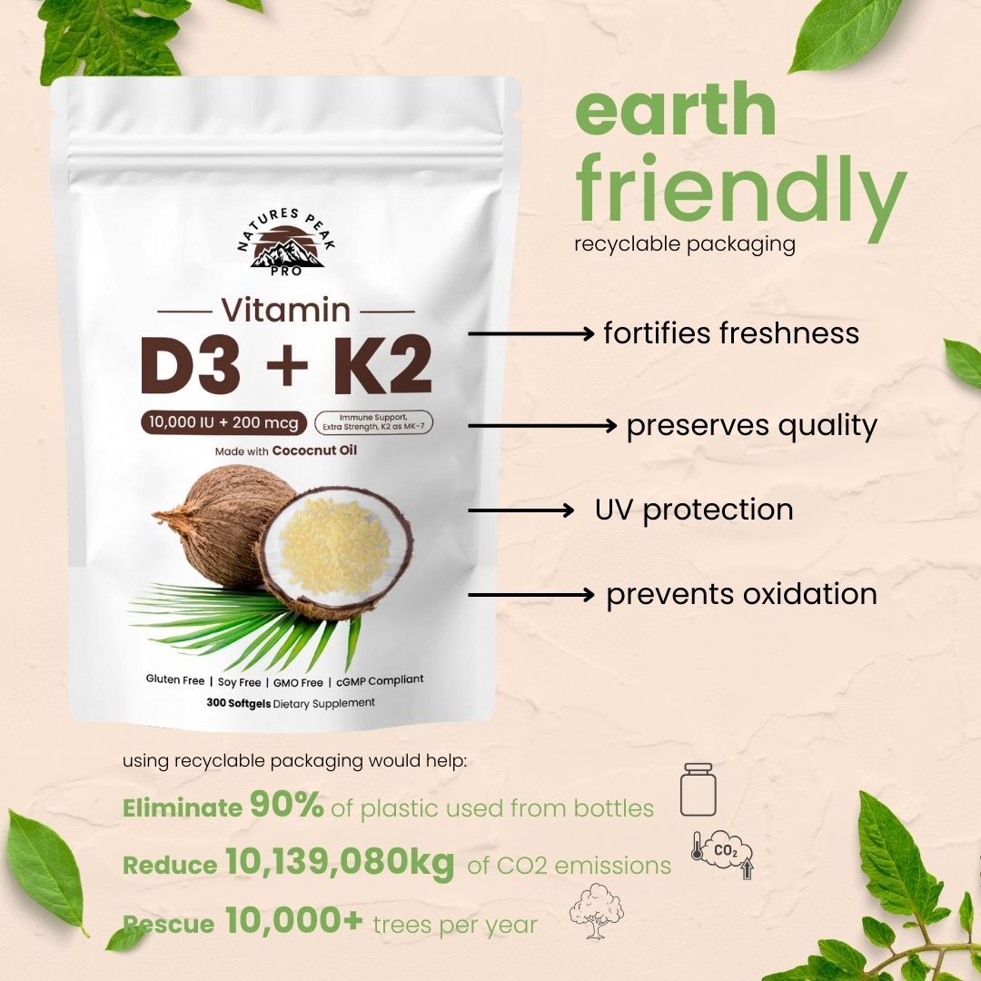 Natures Peak Pro D3+K2 Coconut Oil Softgels