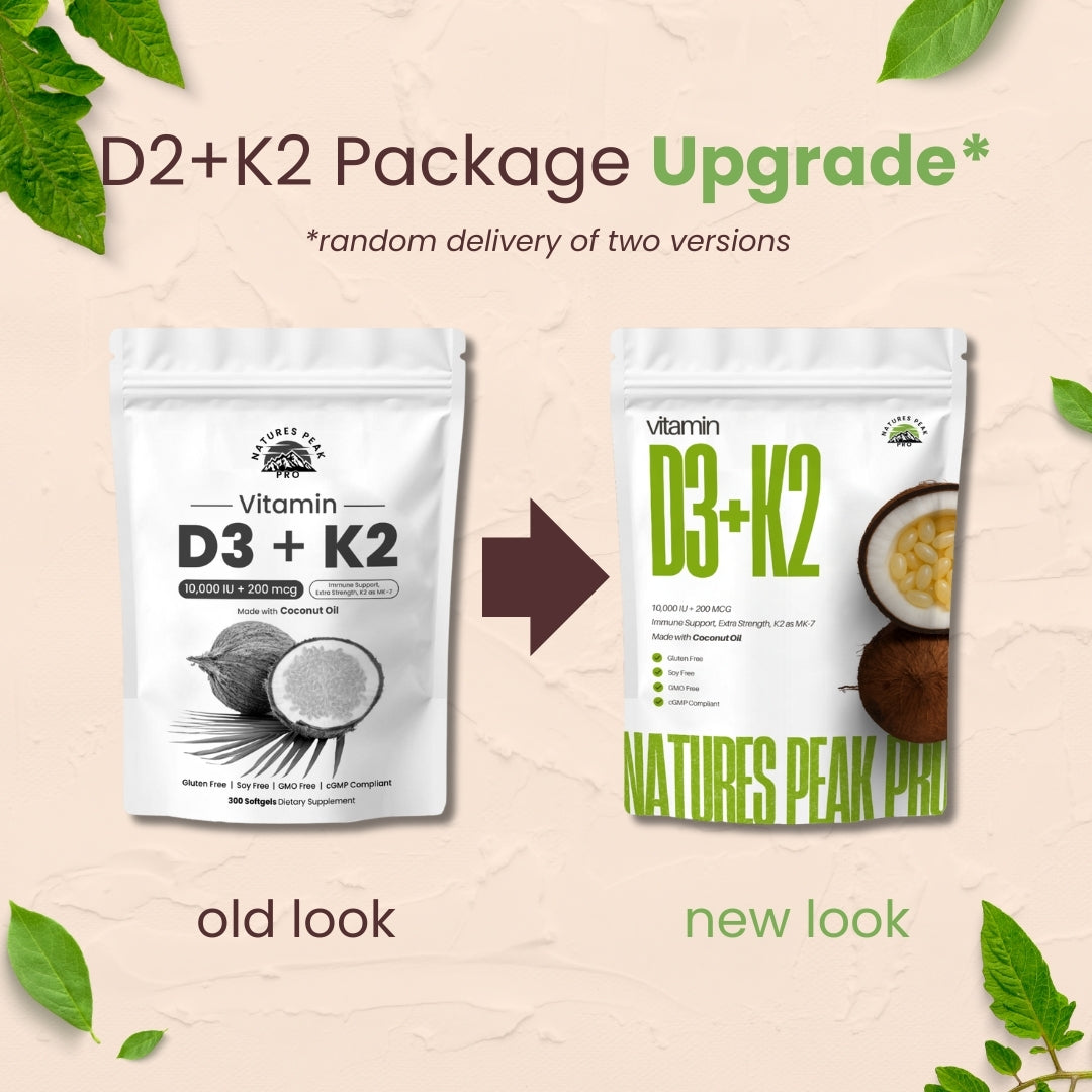 D3 + K2 (MK7) with Coconut Oil - 300 Softgels/Bag